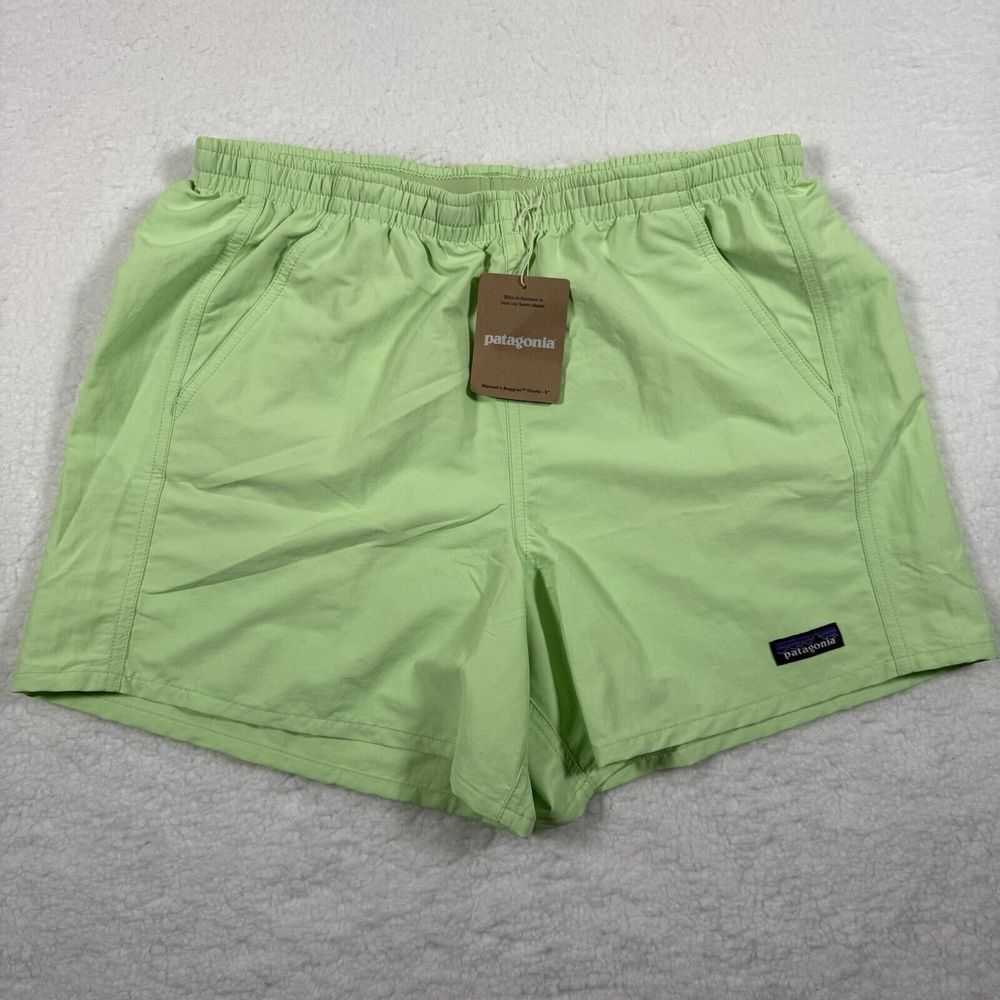 Patagonia Baggies Shorts Womens Medium Salamander Green Nylon Drawstring 5"